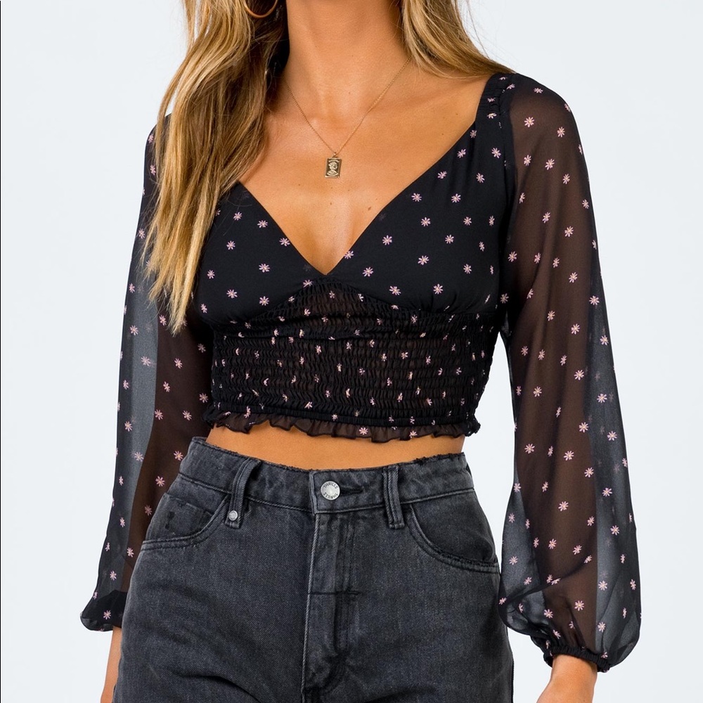 princess polly floral sheer blouse